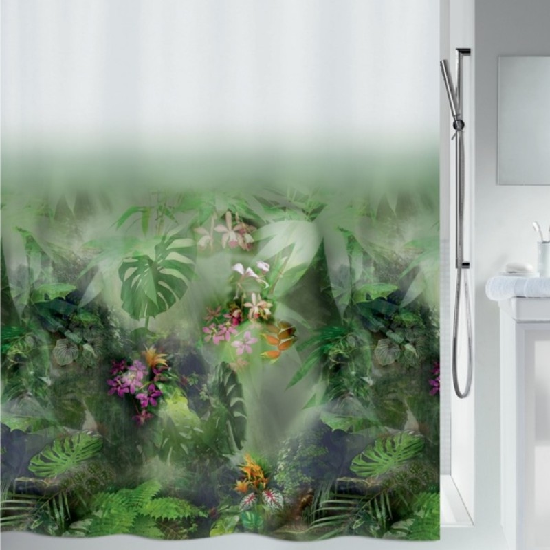 Cortina de ducha Poliéster JUNGLE 180x200cm Spirella Verde