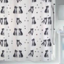 Cortina de ducha de poliéster KITTY PAW 180x200cm  gris y blanco Spirella