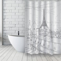 Tenda da doccia Poliestere francese 180x200cm ESQUISSE Argento Motivo MSV