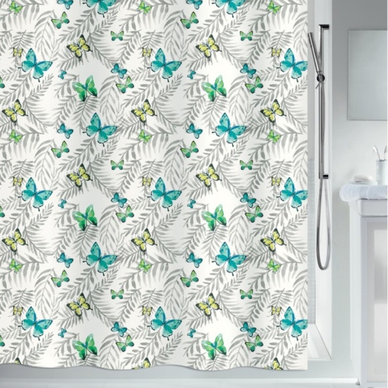 Cortina de ducha Poliéster MARIPOSAS 120x200cm estampado de mariposas Spirella