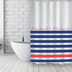 Tenda da doccia in poliestere francese 180x200cm JEANNOT Blu, Bianco e Rosso MSV