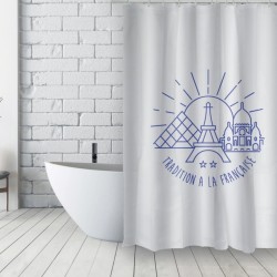 Cortina de ducha francesa de poliéster 180x200 cm TRADITION Azul y blanco MSV
