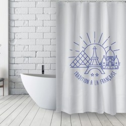 MSV Shower curtain French Polyester 180x200cm TRADITION Blue & White