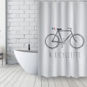 Cortina de ducha francesa de poliéster 180x200cm BICYCLETTE azul y blanco MSV