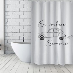 Tenda da doccia francese in poliestere 180x200cm DEUDEUCHE Bianco e nero MSV