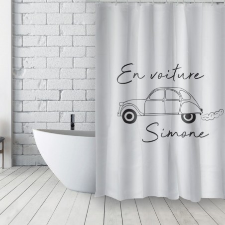 MSV Duschvorhang French Polyester 180x200cm DEUDEUCHE Schwarz & Weiß