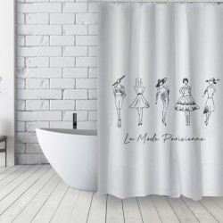Cortina de ducha francesa de poliéster 180x200 cm DEMOISELLES Blanco y negro MSV