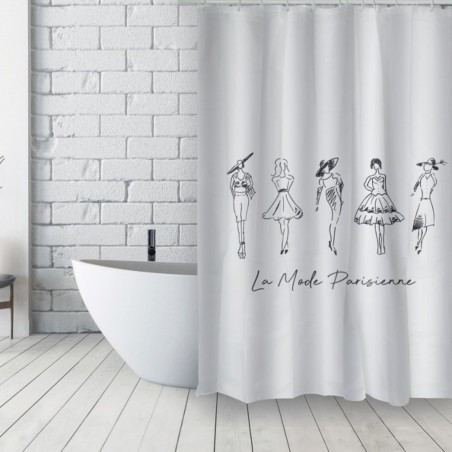 Tenda da doccia francese Poliestere 180x200cm DEMOISELLES Bianco e Nero MSV