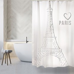 MSV Shower curtain French Polyester 180x200cm MON AMOUR Pattern Silver