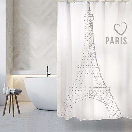 Tenda da doccia Poliestere francese 180x200cm MON AMOUR Argento Motivo MSV
