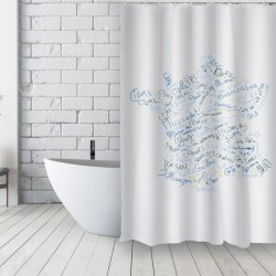 MSV Rideau de douche Français Polyester 180x200cm VITIS Bleu & Blanc