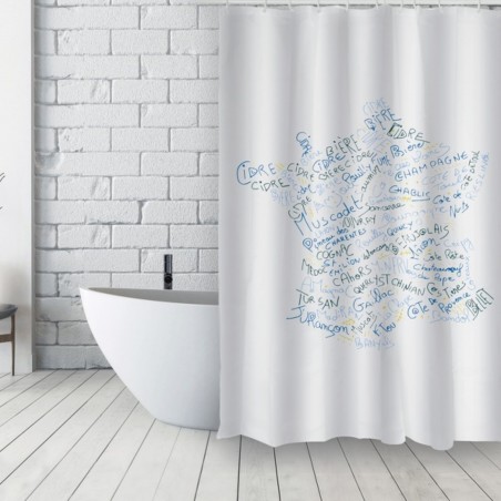 French Polyester Shower curtain 180x200cm VITIS Blue & White MSV
