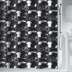 Spirella Rideau de douche Polyester PATCHWORK 120x200cm Noir