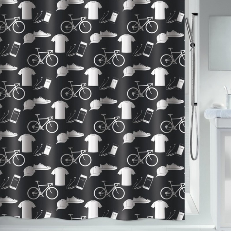 Spirella Duschvorhang Polyester PATCHWORK 120x200cm Schwarz