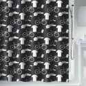 Cortina de ducha de poliéster PATCHWORK 180x180 cm  blanca y negra Spirella
