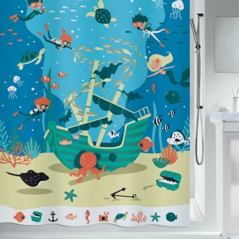 Tenda da doccia Poliestere PIRATI 180x200cm Spirella Blu