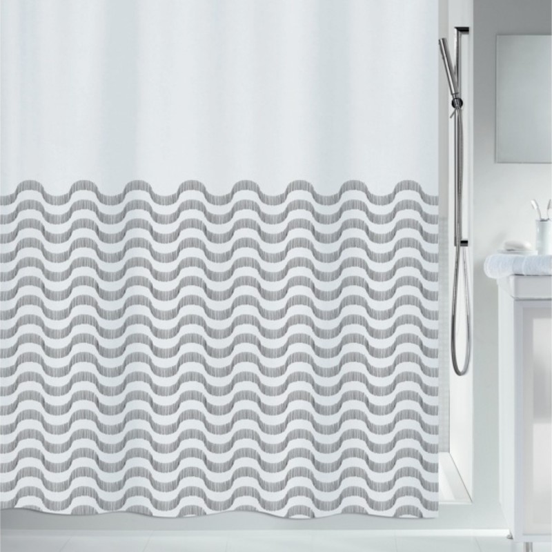 Polyester Shower curtain WAVES 180x200cm Black Spirella