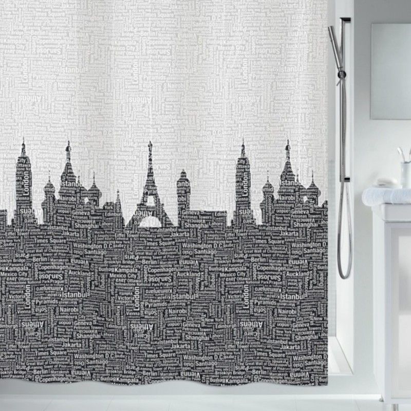 Spirella Duschvorhang Polyester URBAN 120x200cm Schwarz