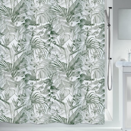 Cortina de ducha Poliéster TROPIC 180x200cm  verde y blanco Spirella