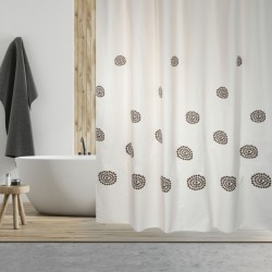 Cortina de ducha Algodón y Poliéster TRIBAL 180x200cm CALIDAD PREMIUM Beige y Marrón - Anillas incluidas MSV