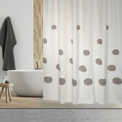 MSV Shower curtain Cotton & Polyester TRIBAL 180x200cm PREMIUM QUALITY Beige & Brown - Rings included