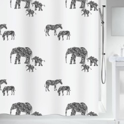SERENGETI Cortina de ducha de poliéster 180x200 cm Spirella blanca y negra