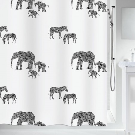 SERENGETI Cortina de ducha de poliéster 180x200 cm Spirella blanca y negra