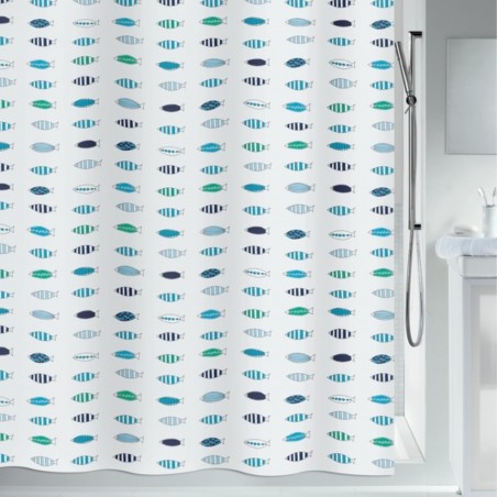Polyester Shower curtain SANTARINA 180x200cm Blue & White Spirella
