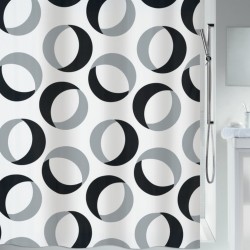 Cortina de ducha Poliéster RINGS 180x200cm Gris y Negro Spirella