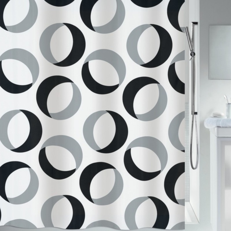 Cortina de ducha Poliéster RINGS 180x200cm Gris y Negro Spirella