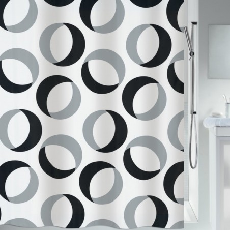Cortina de ducha Poliéster RINGS 180x200cm Gris y Negro Spirella