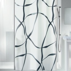 Spirella Rideau de douche Polyester RIBBON 240x180cm Noir & Blanc effet perlé