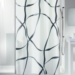 Polyester Shower curtain RIBBON 240x180cm Black & White pearl effect Spirella