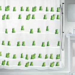 Cortina de ducha de poliéster QUACK 180x200 cm verde y blanca  Spirella