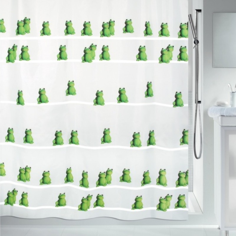 Cortina de ducha de poliéster QUACK 180x200 cm verde y blanca  Spirella