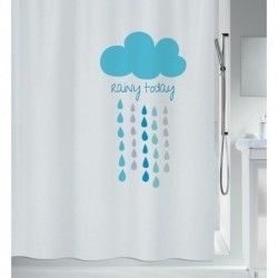 CLOUD Cortina de ducha de poliéster 180x200 cm azul y blanca Spirella