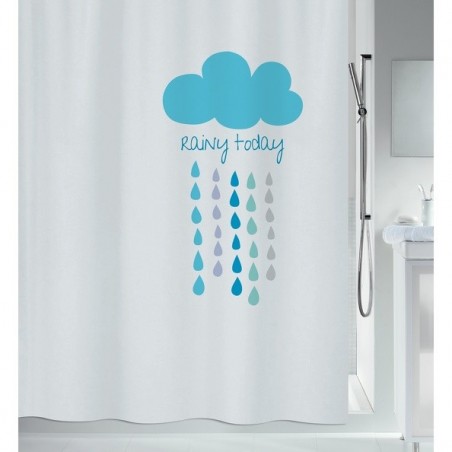 CLOUD Cortina de ducha de poliéster 180x200 cm azul y blanca Spirella