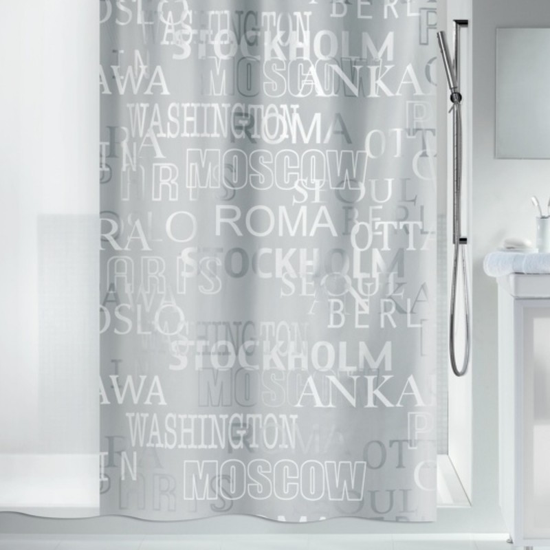 Spirella Duschvorhang PEVA CITIES 180x200cm Silber