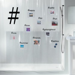 Cortina de ducha PEVA HASHTAG 180x200cm Transparente Spirella