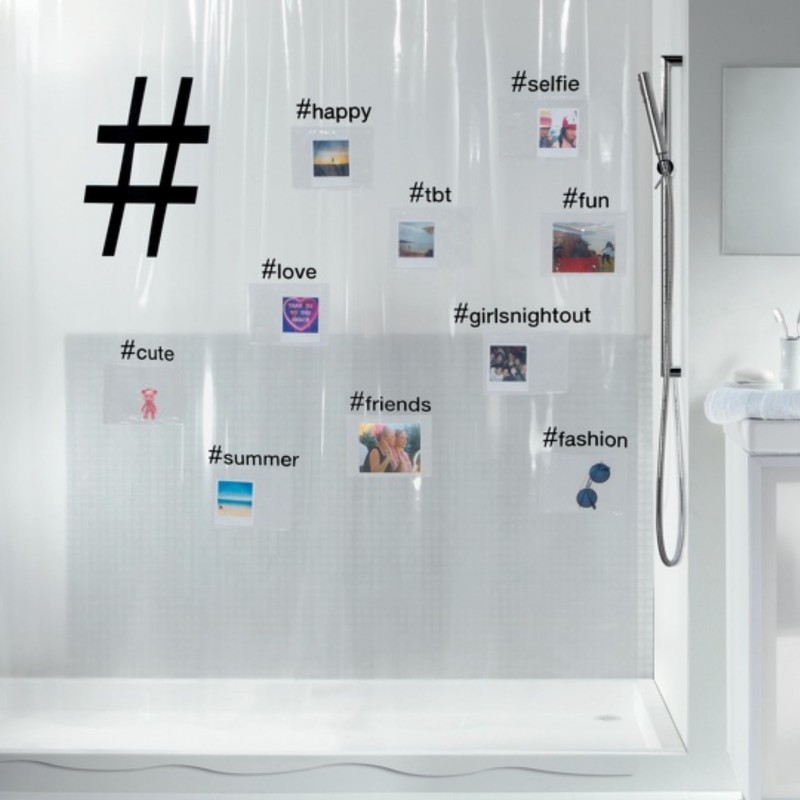 Cortina de ducha PEVA HASHTAG 180x200cm Transparente Spirella