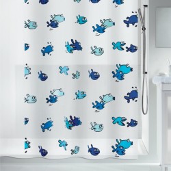 Cortina de ducha PEVA HUGO 180x200cm Azul y Blanco Spirella