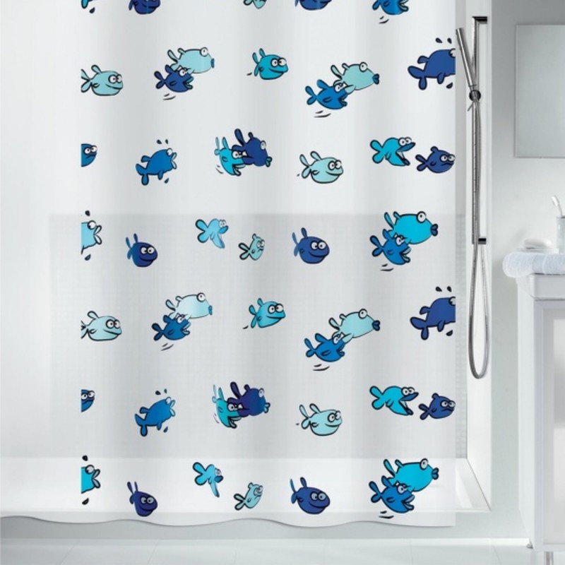 Tenda da doccia PEVA HUGO 180x200cm Blu e Bianco Spirella