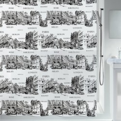 Cortina de ducha PEVA PLACES 180x200cm Blanco y Negro Spirella