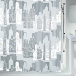 Spirella Rideau de douche PEVA SKYLINE 180x200cm Argent