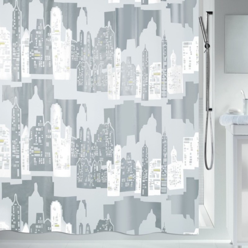 PEVA Shower curtain SKYLINE 180x200cm Silver Spirella
