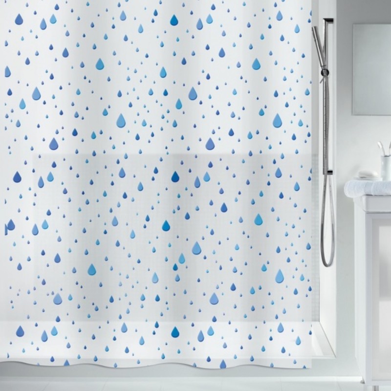 PEVA Shower curtain WATERDROP 180x200cm Blue & White Spirella