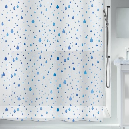 Rideau de douche PEVA WATERDROP 180x200cm Bleu & Blanc Spirella