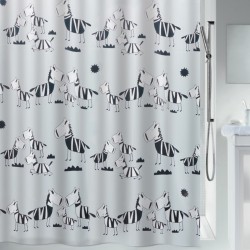 Cortina de ducha de poliéster ZEBI NEGRO 180x200 cm Patrón de cebras Spirella