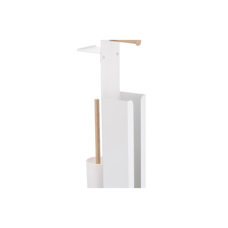 Porte Rouleau papier Wc sur Pied Acier & Bambou YONI Noir Mat