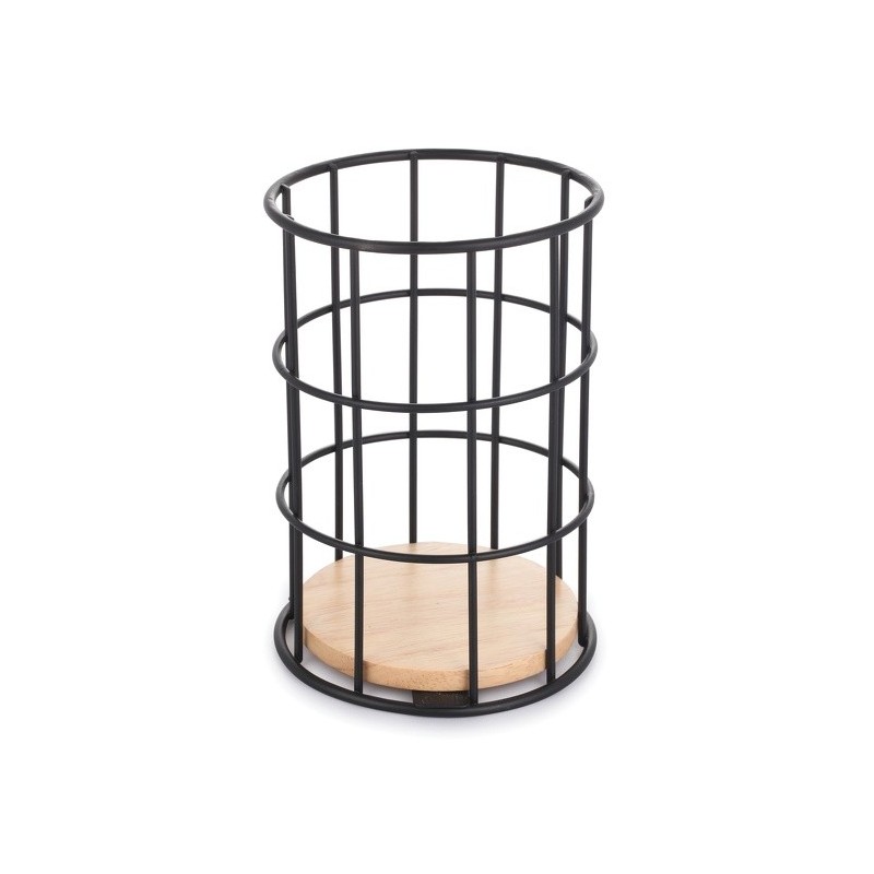Portautensili da cucina Design industriale Legno e Acciaio ELIE Nero opaco MSV